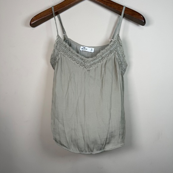Hollister Tops - Hollister Sage Green Lace Trim Camisole Tank Top Small